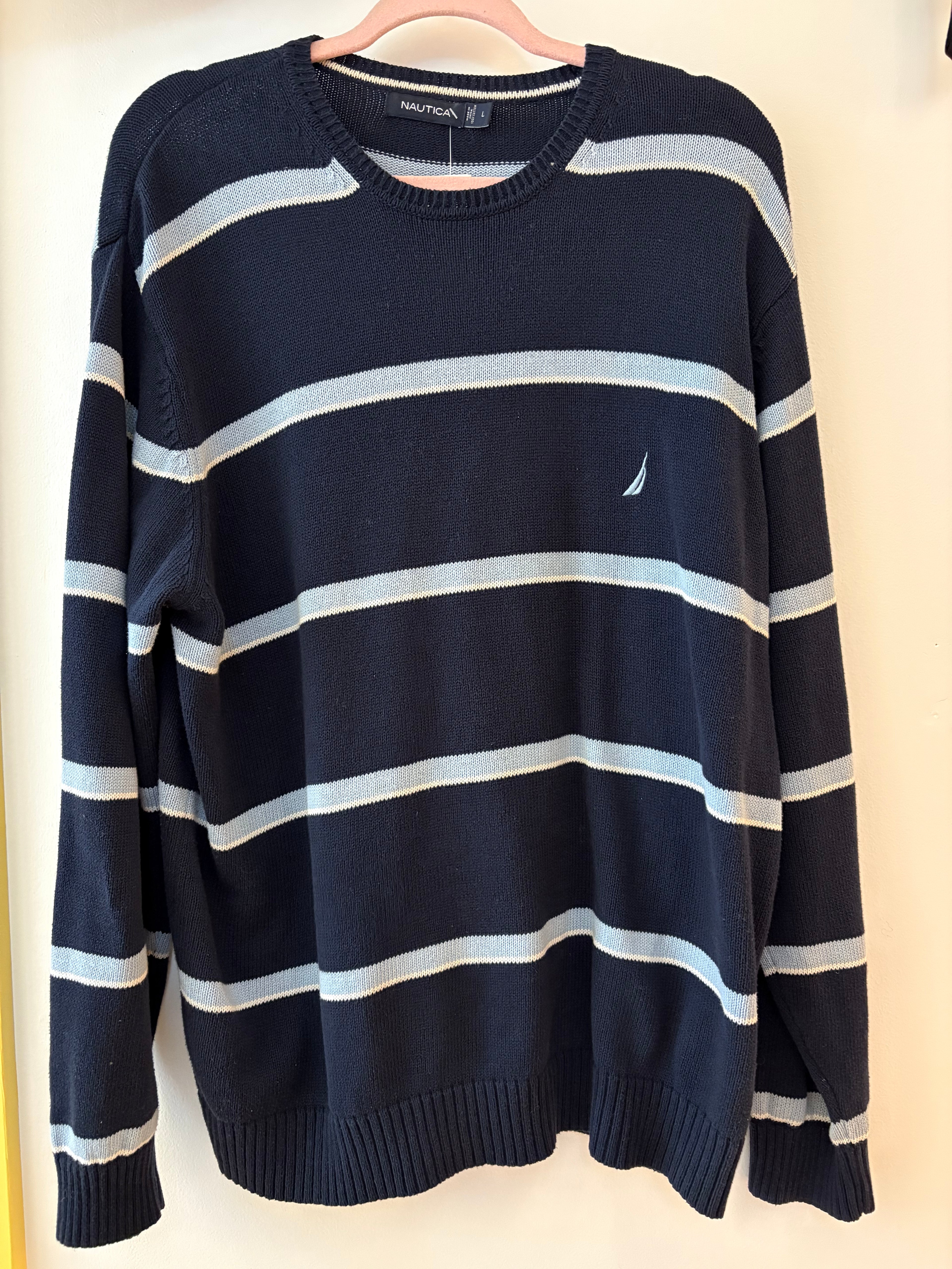 Nautica Vintage Stripe Knit Crew, Large