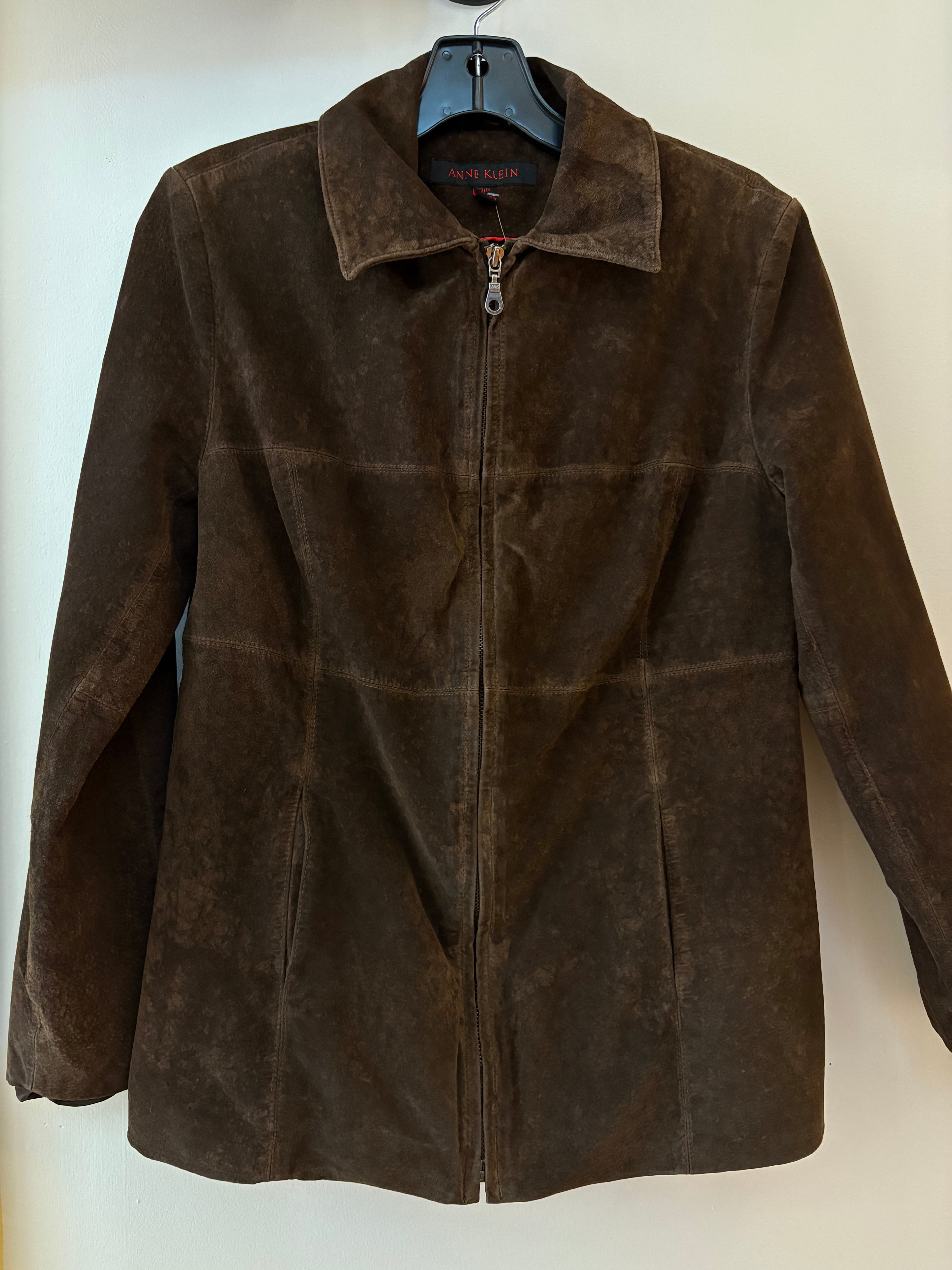 Anne Klein Vintage Collar Zip Up Suede Type Leather Jacket, Small