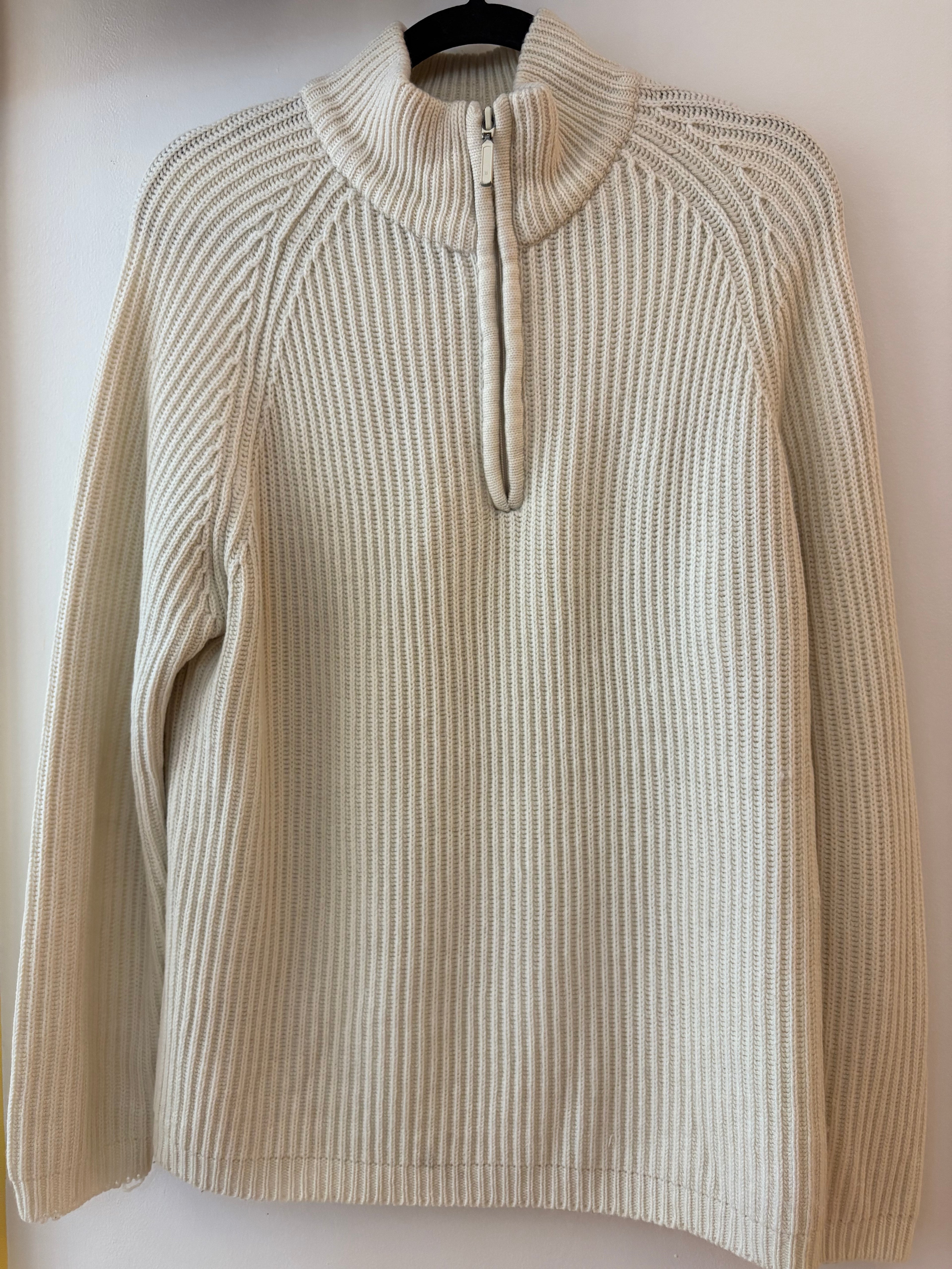 Denver Hayes Vintage Ribbed Half Zip Sweater, Large