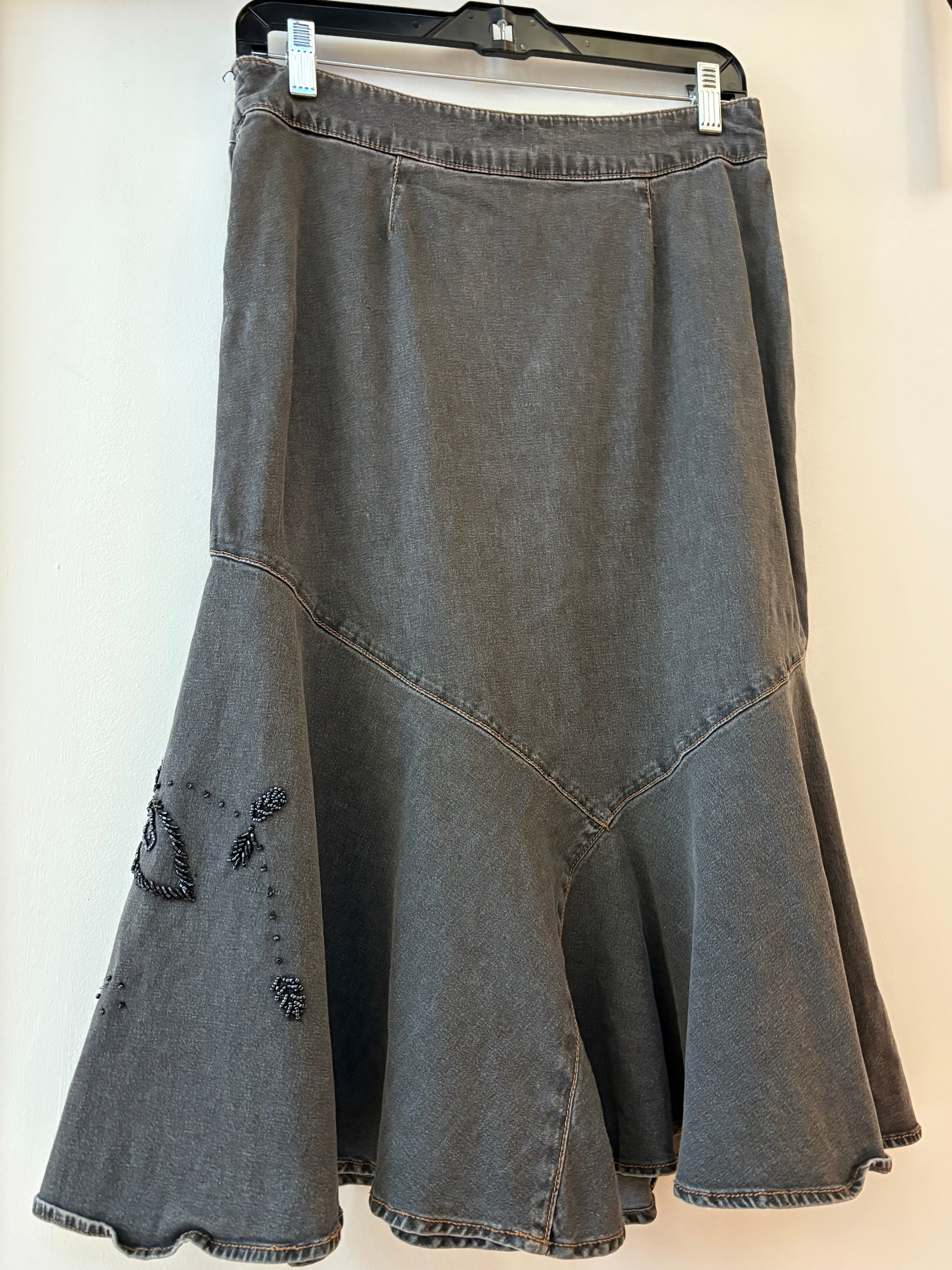 Vintage Embellished Denim Midi Skirt, 6