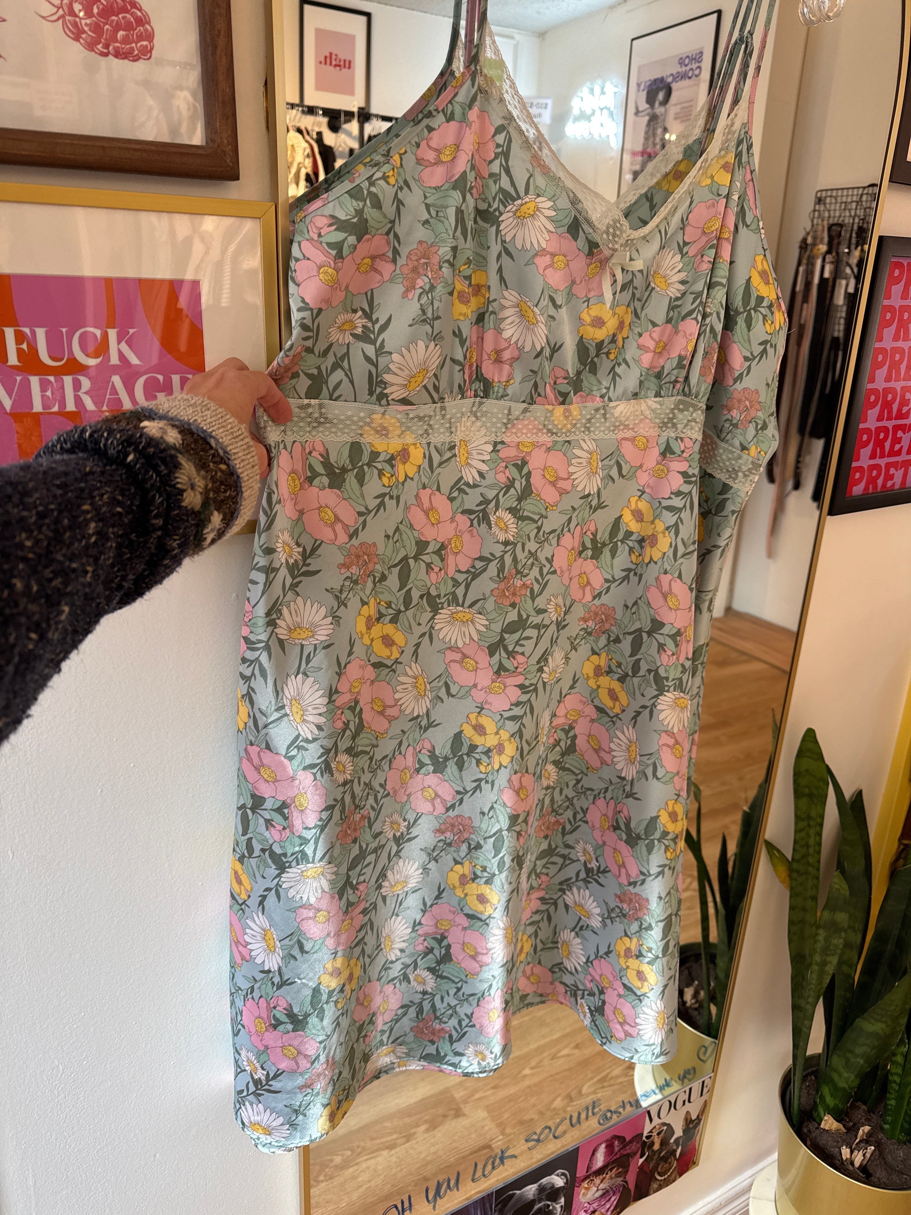 George Floral Lace Slip Dress, XXL